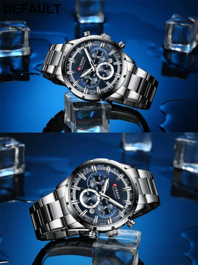 Curren Men’s Watch Blue Dial Stainless Steel Band Date Mens Business Male Watches Waterproof Luxuries Men Wrist