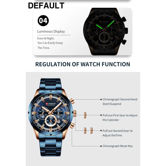 Curren Men’s Watch Blue Dial Stainless Steel Band Date Mens Men Quartz Watches Best Selling Products