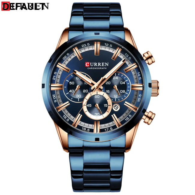 Curren Men’s Watch Blue Dial Stainless Steel Band Date Mens Men Quartz Watches Best Selling Products