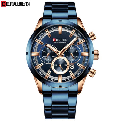 Curren Men’s Watch Blue Dial Stainless Steel Band Date Mens Business Male Watches Waterproof Luxuries Men Wrist