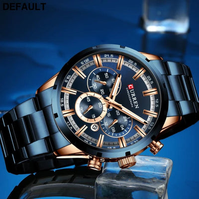 Curren Men’s Watch Blue Dial Stainless Steel Band Date Mens Business Male Watches Waterproof Luxuries Men Wrist