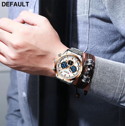 Curren Men’s Watch Blue Dial Stainless Steel Band Date Mens Business Male Watches Waterproof Luxuries Men Wrist