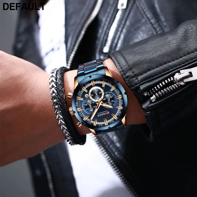 Curren Men’s Watch Blue Dial Stainless Steel Band Date Mens Business Male Watches Waterproof Luxuries Men Wrist