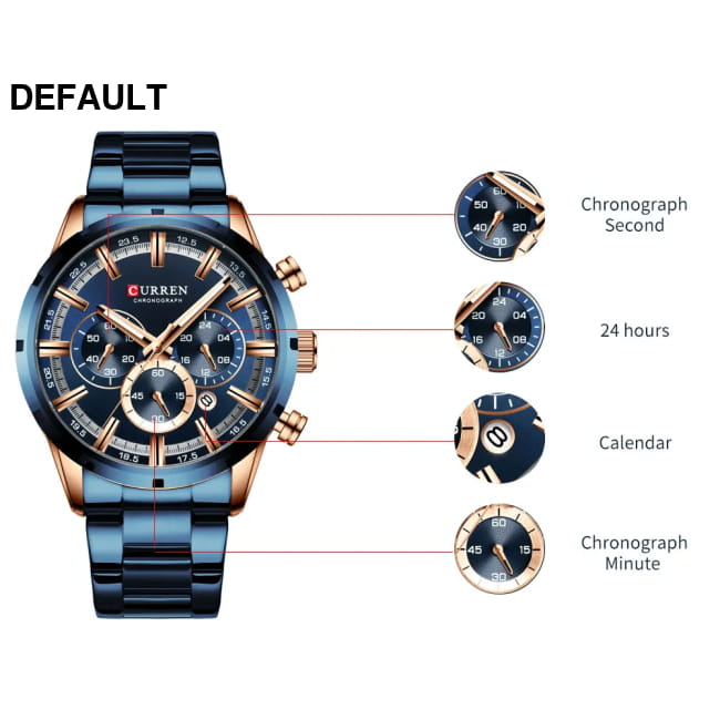 Curren Men’s Watch Blue Dial Stainless Steel Band Date Mens Men Quartz Watches Best Selling Products