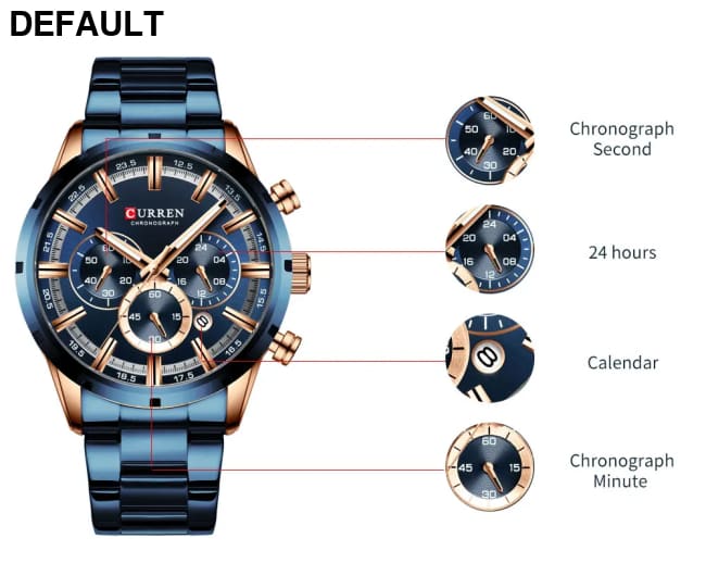 Curren Men’s Watch Blue Dial Stainless Steel Band Date Mens Business Male Watches Waterproof Luxuries Men Wrist