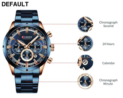 Curren Men’s Watch Blue Dial Stainless Steel Band Date Mens Business Male Watches Waterproof Luxuries Men Wrist