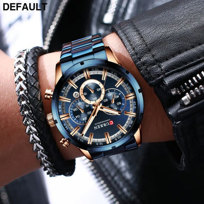 Curren Men’s Watch Blue Dial Stainless Steel Band Date Mens Business Male Watches Waterproof Luxuries Men Wrist