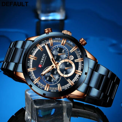 Curren Men’s Watch Blue Dial Stainless Steel Band Date Mens Business Male Watches Waterproof Luxuries Men Wrist