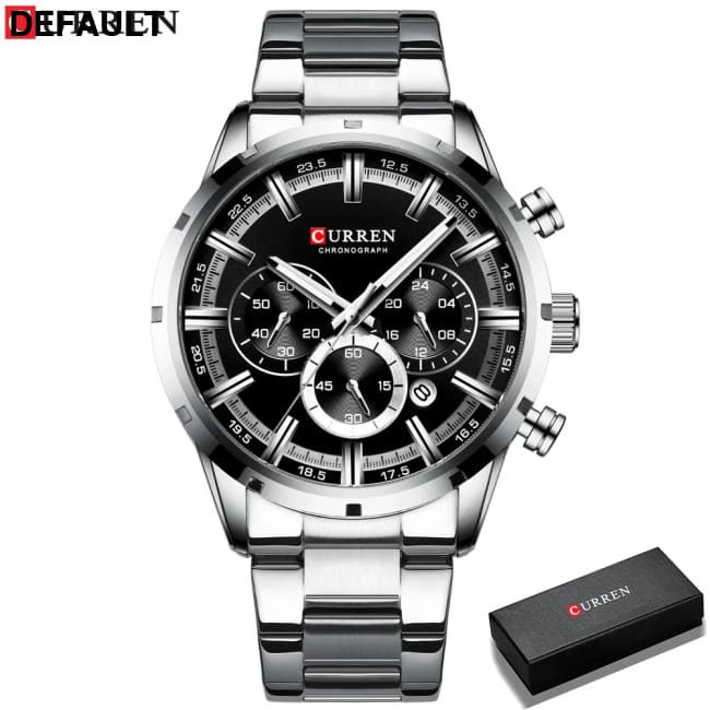 Curren Men’s Watch Blue Dial Stainless Steel Band Date Mens Business Male Watches Waterproof Luxuries Men Wrist
