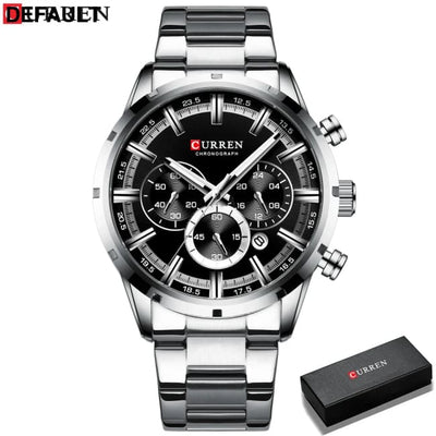 Curren Men’s Watch Blue Dial Stainless Steel Band Date Mens Business Male Watches Waterproof Luxuries Men Wrist