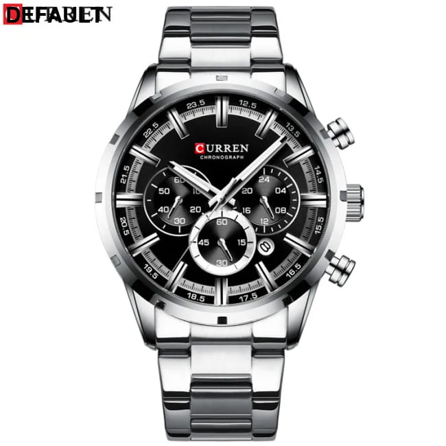 Curren Men’s Watch Blue Dial Stainless Steel Band Date Mens Silver black / CHINA Men Quartz Watches Best Selling