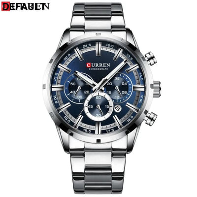 Curren Men’s Watch Blue Dial Stainless Steel Band Date Mens Business Male Watches Waterproof Luxuries Men Wrist