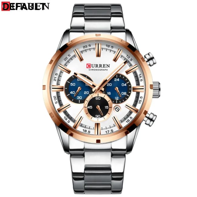 Curren Men’s Watch Blue Dial Stainless Steel Band Date Mens Business Male Watches Waterproof Luxuries Men Wrist