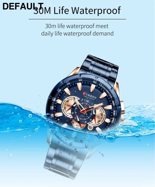 CURREN New Casual Sport Chronograph Men’s Watches Stainless Steel Band Wristwatch Big Dial Quartz Clock with Luminous