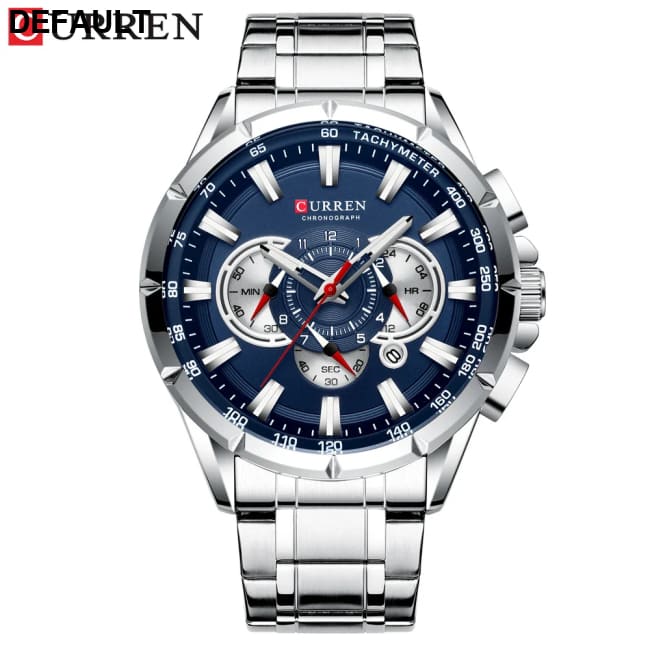 CURREN New Casual Sport Chronograph Men’s Watches Stainless Steel Band Wristwatch Big Dial Quartz Clock with Luminous