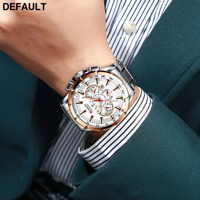 CURREN New Casual Sport Chronograph Men’s Watches Stainless Steel Band Wristwatch Big Dial Quartz Clock with Luminous
