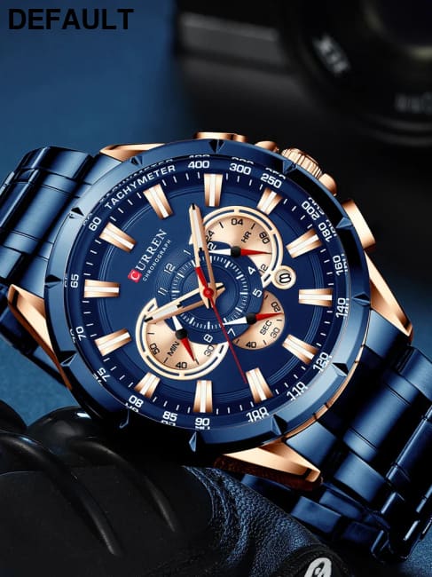 CURREN New Casual Sport Chronograph Men’s Watches Stainless Steel Band Wristwatch Big Dial Quartz Clock with Luminous