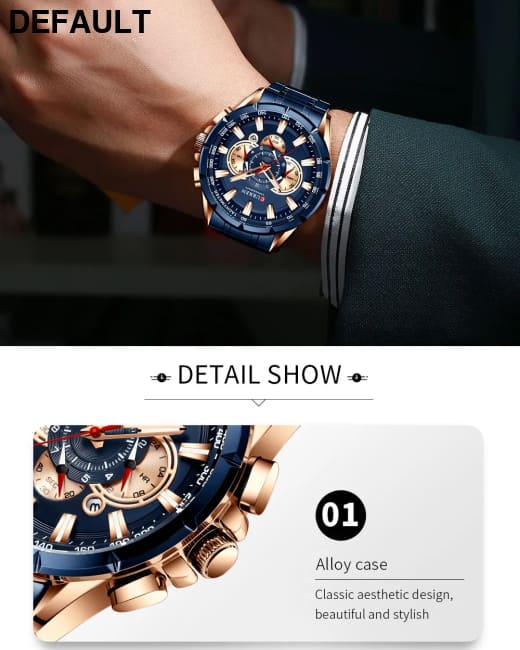 CURREN New Casual Sport Chronograph Men’s Watches Stainless Steel Band Wristwatch Big Dial Quartz Clock with Luminous