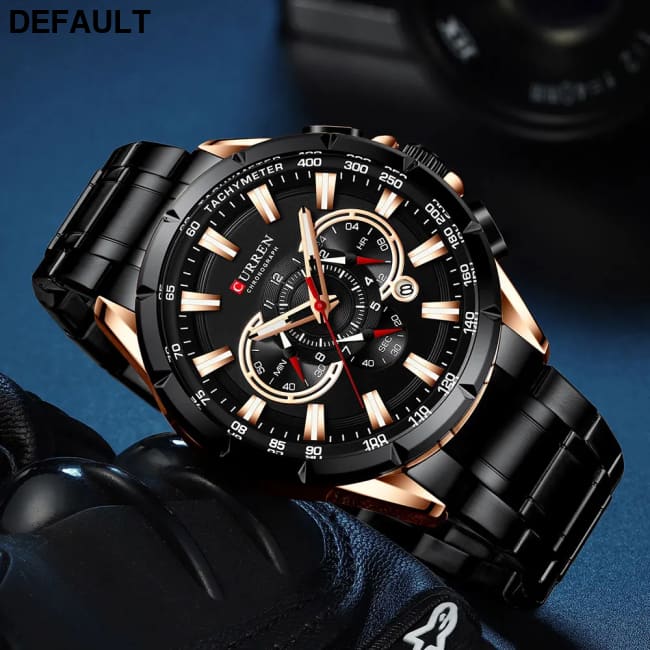CURREN New Casual Sport Chronograph Men’s Watches Stainless Steel Band Wristwatch Big Dial Quartz Clock with Luminous