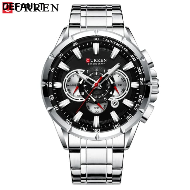 CURREN New Casual Sport Chronograph Men’s Watches Stainless Steel Band Wristwatch Big Dial Quartz Clock with Luminous