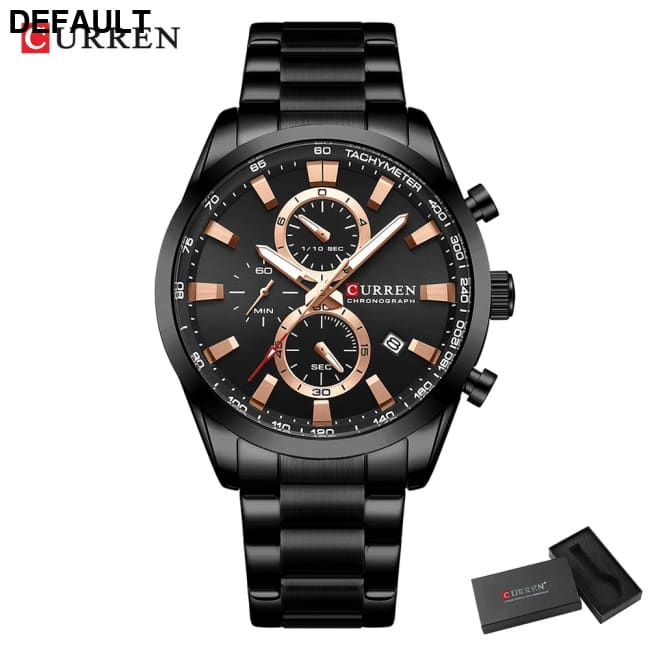 CURREN Quartz Chrono Sport Watch Brands for Men - Stainless Steel Bracelet and Multifunctional Dial black box Watches
