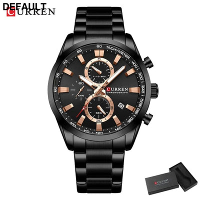 CURREN Quartz Chrono Sport Watch Brands for Men - Stainless Steel Bracelet and Multifunctional Dial black box Watches