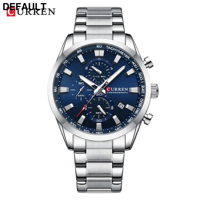 CURREN Quartz Chrono Sport Watch Brands for Men - Stainless Steel Bracelet and Multifunctional Dial silver Watches