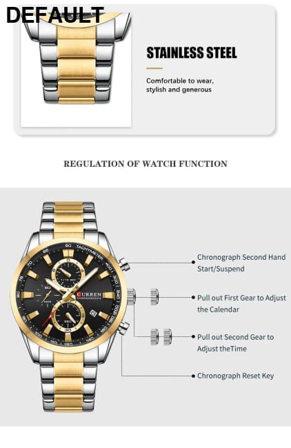 CURREN Quartz Chrono Sport Watch Brands for Men - Stainless Steel Bracelet and Multifunctional Dial Watches - Best