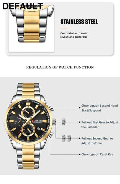 CURREN Quartz Chrono Sport Watch Brands for Men - Stainless Steel Bracelet and Multifunctional Dial Watches - Best
