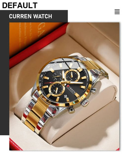 CURREN Quartz Chrono Sport Watch Brands for Men - Stainless Steel Bracelet and Multifunctional Dial Watches - Best