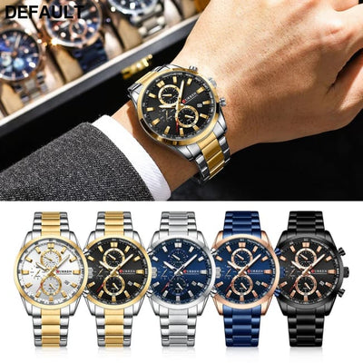 CURREN Quartz Chrono Sport Watch Brands for Men - Stainless Steel Bracelet and Multifunctional Dial Watches - Best