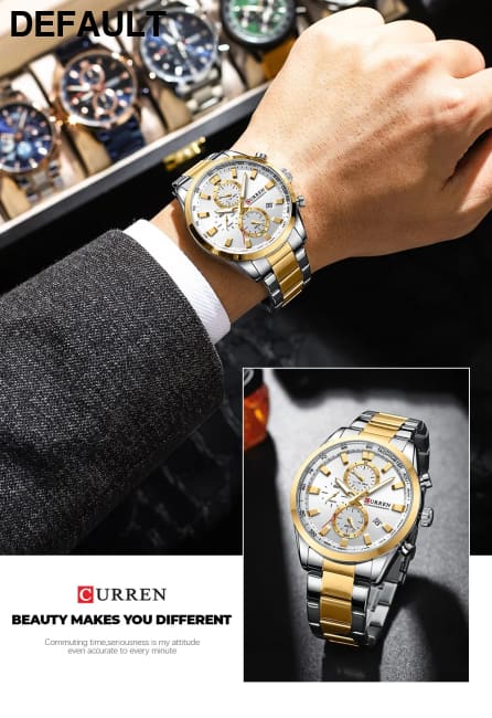 CURREN Quartz Chrono Sport Watch Brands for Men - Stainless Steel Bracelet and Multifunctional Dial Watches - Best