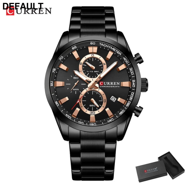 Curren Quartz Chrono Sport Watch with Stainless Steel Bracelet black box Men Watches
