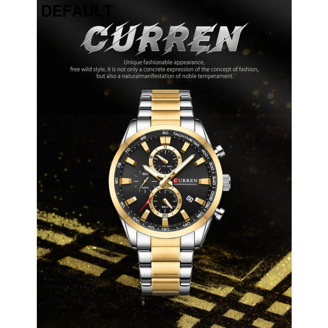 Curren Quartz Chrono Sport Watch with Stainless Steel Bracelet Men Watches