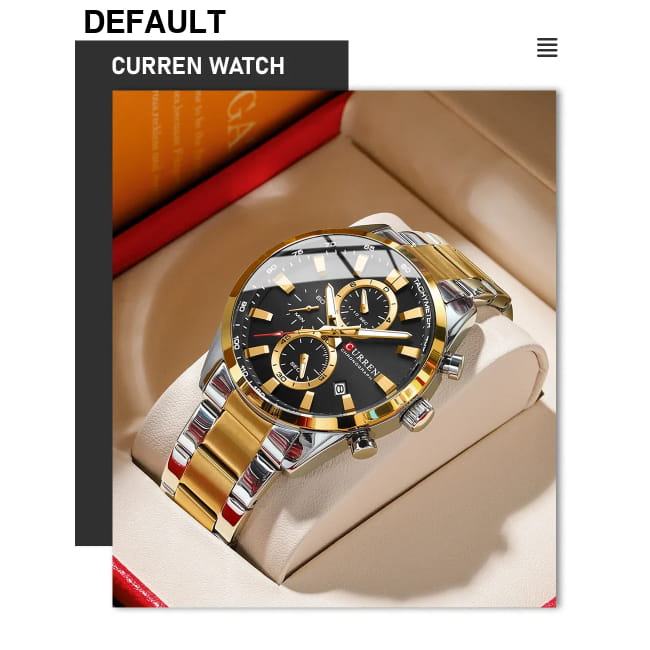 Curren Quartz Chrono Sport Watch with Stainless Steel Bracelet Men Watches