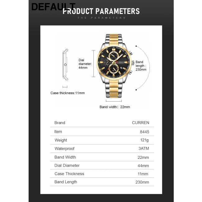Curren Quartz Chrono Sport Watch with Stainless Steel Bracelet Men Watches