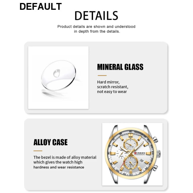 Curren Quartz Chrono Sport Watch with Stainless Steel Bracelet Men Watches