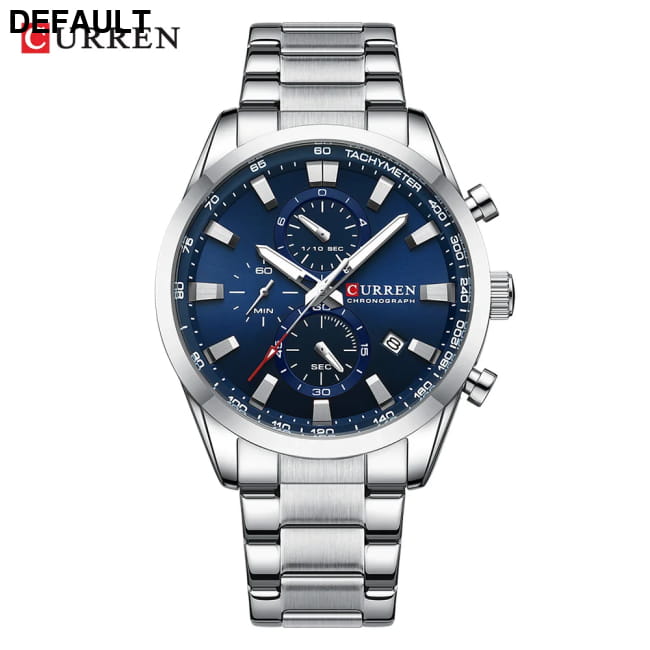 Curren Quartz Chrono Sport Watch with Stainless Steel Bracelet silver Men Watches