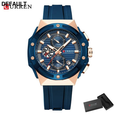 CURREN Top Brand Big Dial Chronograph Quartz Watch Men Sports Watches Military Male Wrist Clock relogio masculino blue