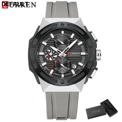 CURREN Top Brand Big Dial Chronograph Quartz Watch Men Sports Watches Military Male Wrist Clock relogio masculino gray
