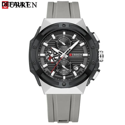 CURREN Top Brand Big Dial Chronograph Quartz Watch Men Sports Watches Military Male Wrist Clock relogio masculino gray