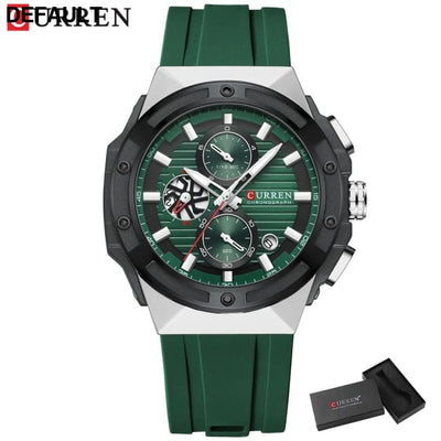 CURREN Top Brand Big Dial Chronograph Quartz Watch Men Sports Watches Military Male Wrist Clock relogio masculino green