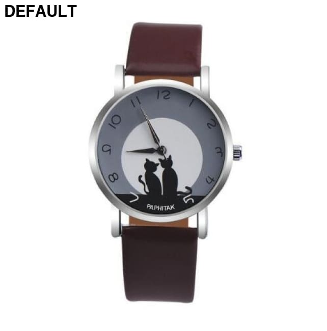 Cute Cat Printed Women Watches coffee