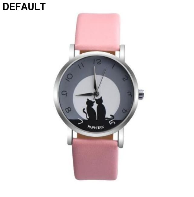 Cute Cat Printed Women Watches pink