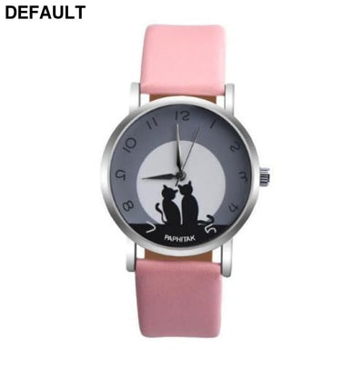 Cute Cat Printed Women Watches pink