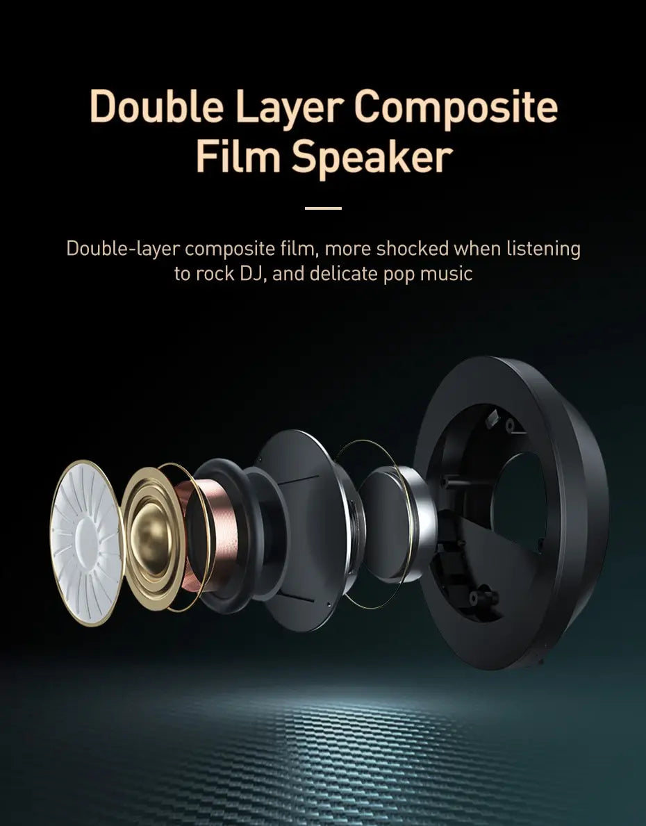 Baseus D07 Wireless Headphone Bluetooth 5.0 Earphone Handsfree Mega Bass Headset Ear HeadPhone For iPhone Xiaomi Huawei