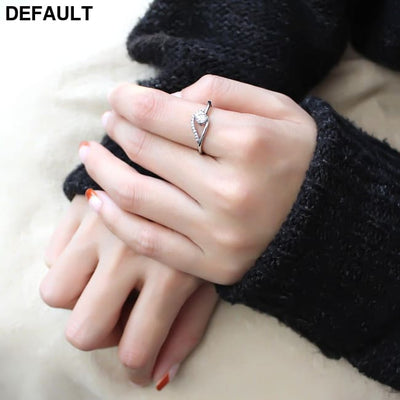 DA105 - High polished (no plating) Stainless Steel Ring with AAA Grade CZ in Clear Sterling Silver Rings