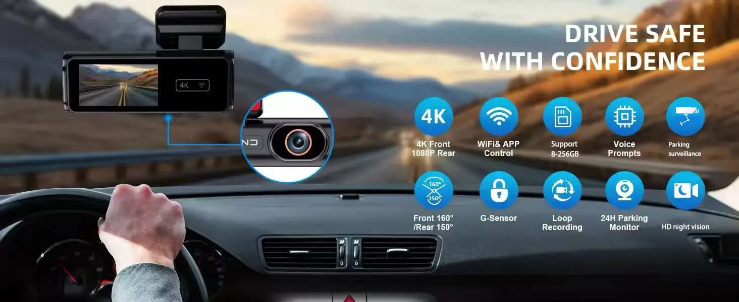 New WIFI-enabled CAR DVR With A 197-inch Display For Mobile