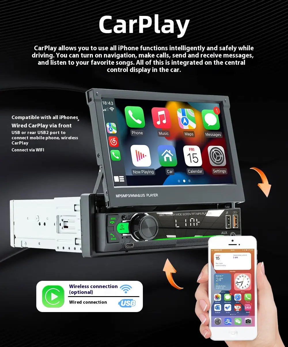 7-inch Telescopic Screen Vehicle-borne Bluetooth Player