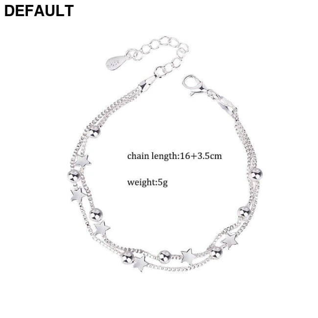 DAIWUJAN 925 Sterling Silver Double Layers Stars Beads Bracelets